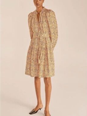 rebecca taylor organza dress REBECCA TAYLOR Women's Black Organza Round-Neck Puff-Sleeve Mini Dress SZ S